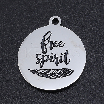 Non-Tarnish 201 Stainless Steel Etched Pendants STAS-N090-JN803-1
