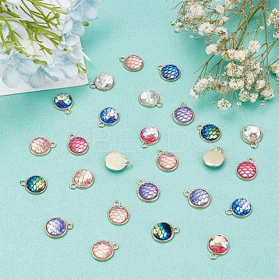 36Pcs 6 Colors Light Gold Alloy Resin Charms PALLOY-PH0001-82LG-1