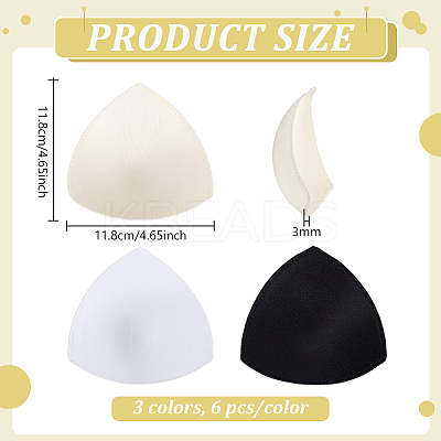 9 Pairs 3 Colors Triangle Sponge Bra Pads Inserts DIY-BC0016-70B-1