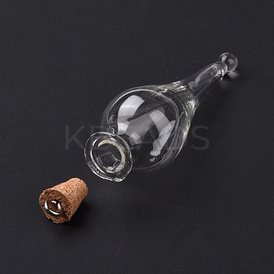 Teardrop Glass Cork Bottle Big Pendants AJEW-A041-01B-1