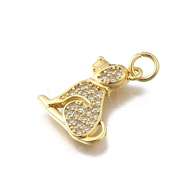 Brass Micro Pave Clear Cubic Zirconia Pendants KK-F899-02A-G-1
