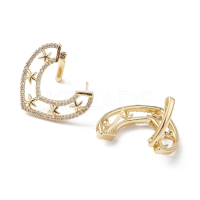 Starfish Cubic Zirconia Hoop Earrings EJEW-M216-08B-1