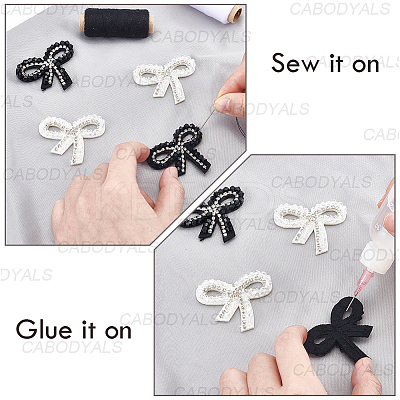8Pcs 2 Colors Imitation Pearl & Glass Beads Sew on Appliques DIY-CY0001-30-1