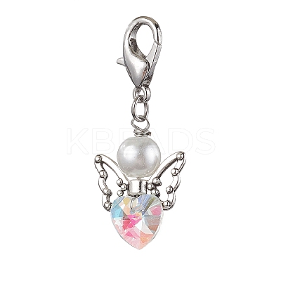 Heart Angel Glass Pendant Decoration HJEW-JM01980-1