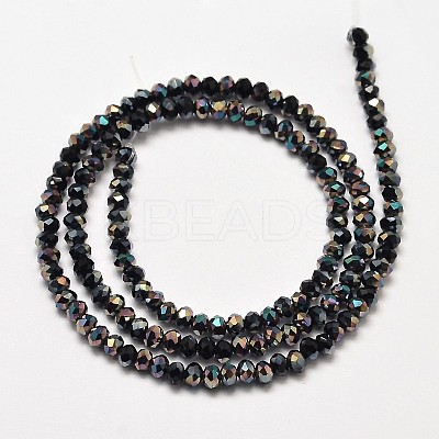 Faceted Rondelle Half Rainbow Plated Electroplate Glass Beads Strands X-EGLA-J134-3x2mm-HR19-1