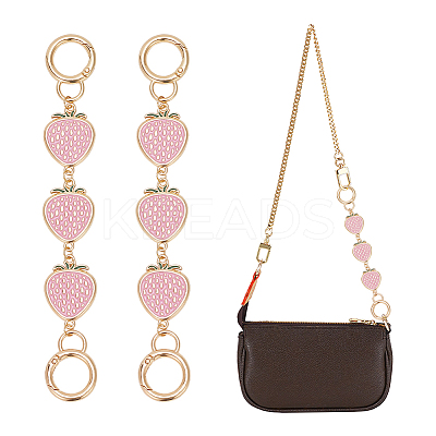 2Pcs Alloy Enamel Strawberry Link Bag Handle Extenders FIND-WR0006-43B-1