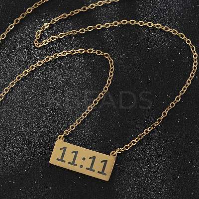 304 Stainless Steel Number 11:11 Pendant Necklaces NJEW-NH0002-01G-06-1