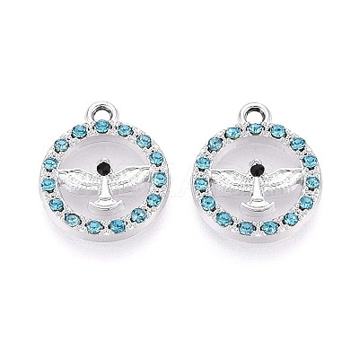 Rack Plating Alloy Rhinestone Pendants PALLOY-T091-22C-G-1-1
