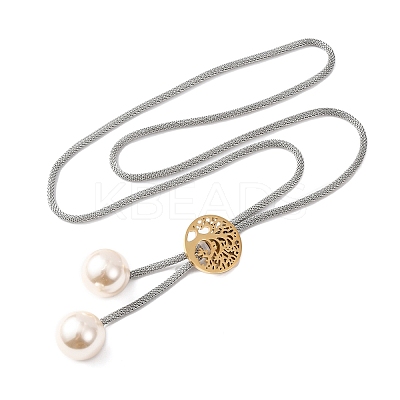 304 Stainless Steel Tree of Life Lariat Necklaces for Women NJEW-B149-04GP-01-1