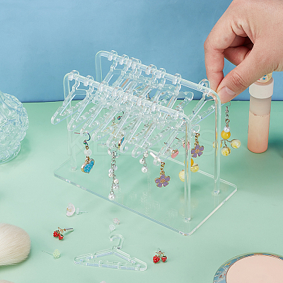 2-Row Coat Hanger Removable Acrylic Earring Displays EDIS-WH0041-02C-01-1