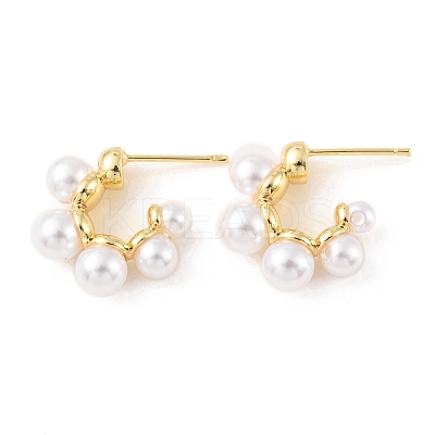 Plastic Pearl Beaded Half Round Stud Earrings EJEW-C060-05G-1