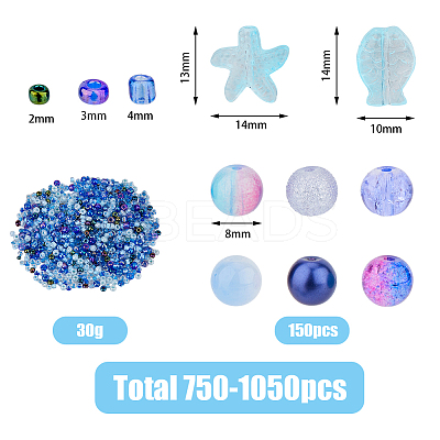 3 Bags Glass Beads GLAA-DC0001-37A-1