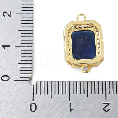 Rack Plating Brass Micro Pave Clear Cubic Zirconia Rectangle Connector Charms KK-A234-028G-02-1