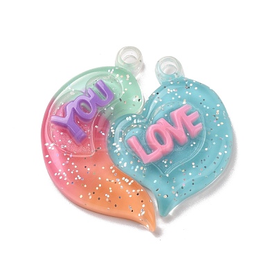 Gradient Color Translucent Resin Pendants RESI-G048-01G-1