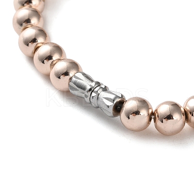 Electroplated Non-magnetic Hematite Round & Chip Beaded Stretch Bracelets for Men Women BJEW-G728-03-1