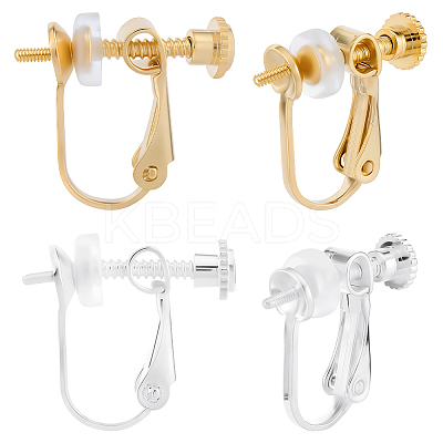 16Pcs 2 Colors Brass Clip-on Earring Findings KK-BBC0022-29-1
