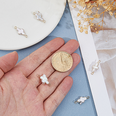 6Pcs Natural Keshi Pearl Cross Links Connector Charms PALLOY-HS00022-1