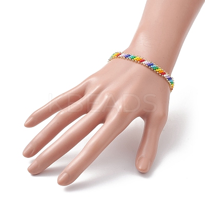 Glass Seed Braided Beaded Bracelet BJEW-MZ00058-1