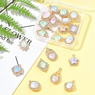 20Pcs 10 Styles Alloy Glass Pendants FIND-FS0003-50-1