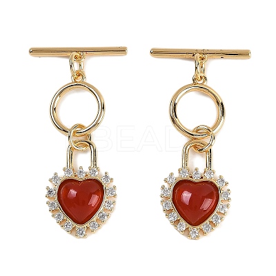 Natural Carnelian Toggle Clasps KK-P283-39G-1