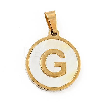 PVD Vacuum Plating 304 Stainless Steel with White Shell Pendants STAS-G268-01G-G-1
