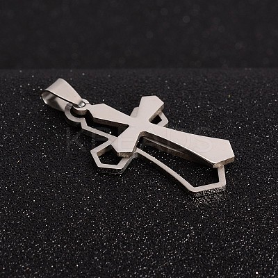 Non-Tarnish 201 Stainless Steel Cross Split Pendants X-STAS-I032-013-1