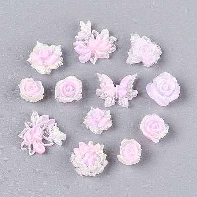 Luminous Flower Resin Cabochons CRES-T025-10C-1