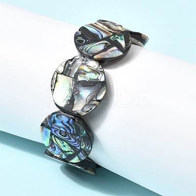 Natural Abalone Paua Shell Stretch Beaded Stretch Bracelets for Women BJEW-A151-01-1