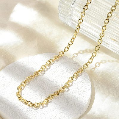 Brass Textured Cable Chain Necklaces NJEW-A042-12G-02-1