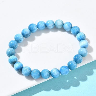 Natural Apatite Round Beads Stretch Bracelets for Women BJEW-Z158-03J-03-1