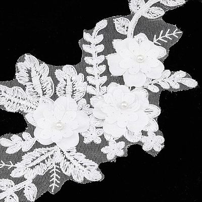 2 Pairs 2 Style 3D Flower Polyester Embroidery Sew on Flower Appliques PATC-CA0001-09-1