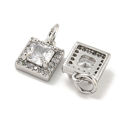 Brass Micro Pave Clear Cubic Zirconia Pendants KK-P275-32A-P-1