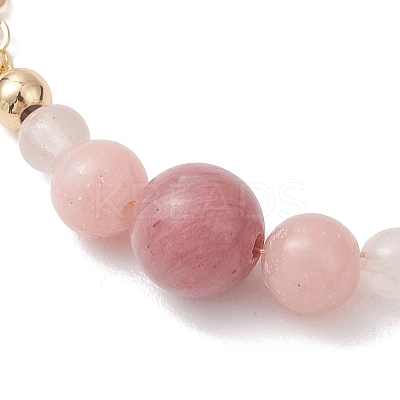 Natural Rhodochrosite Round Beads link Bracelets BJEW-JB13172-03-1