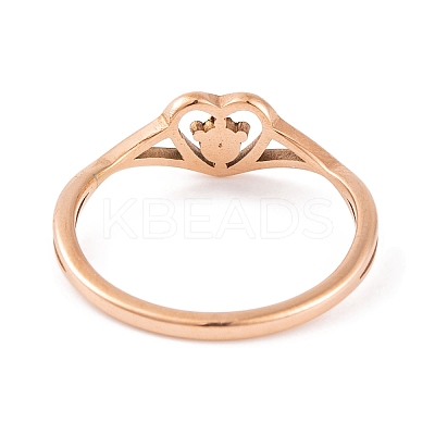 PVD Vacuum Plating Heart 304 Stainless Steel Finger Ring for Women RJEW-C086-15-RG-1