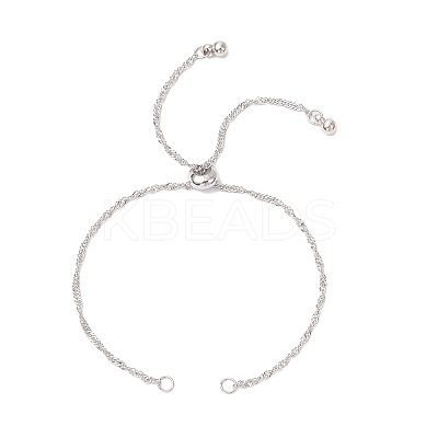 2Pcs 2 Colors 304 Stainless Steel Singapore Chain Bracelet Slider Making AJEW-JB01344-1