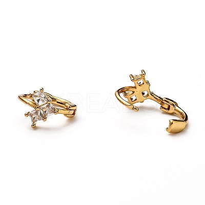 Brass Micro Pave Clear Cubic Zirconia Huggie Hoop Earrings EJEW-H121-20G-1