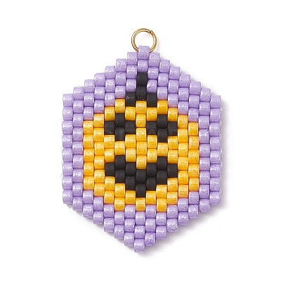 Hallowen Theme Glass Seed Beaded Pendants PALLOY-MZ00873-05-1