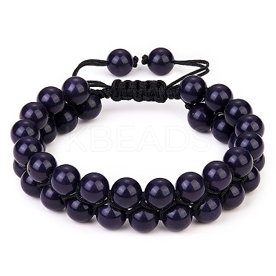Synthetic Blue Goldstone Braided Bead Bracelet BJEW-SW00001-12-1
