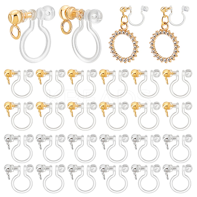 24Pcs 2 Colors Plastic Clip-on Earring Findings STAS-PH0005-70-1