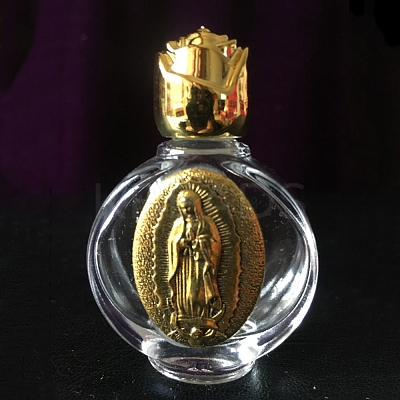 Glass Holy Water Bottle with Zinc Alloy Cap PW-WG79722-21-1