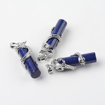 Tube Natural Lapis Lazuli Pendants X-G-L455-H10-1