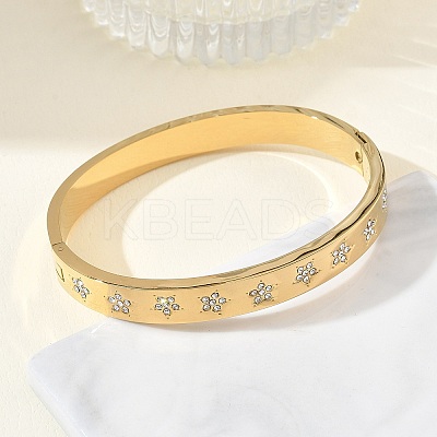 304 Stainless Steel & Rhinestone Hinged Bangles for Women BJEW-Z178-06G-1