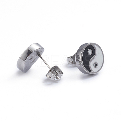 Feng Shui 304 Stainless Steel Stud Earrings EJEW-L248-047P-1