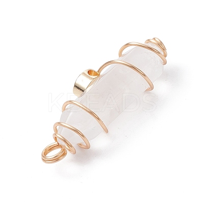 Natural Quartz Crystal Copper Wire Wrapped Pointed Pendants PALLOY-JF02535-01-1