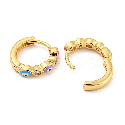Evil Eye Real 18K Gold Plated Brass Hoop Earrings EJEW-L269-076G-1