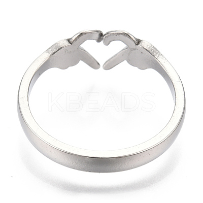 Non-Tarnish 304 Stainless Steel Hand Heart Cuff Rings RJEW-N038-121P-1