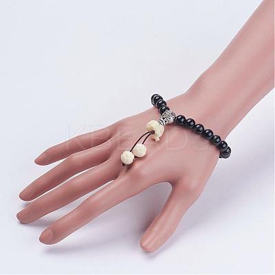 Natural Obsidian Mala Bead Bracelets BJEW-JB03023-1