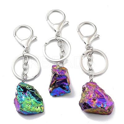 Electroplated Natural Quartz Crystal Keychain KEYC-M022-06-1