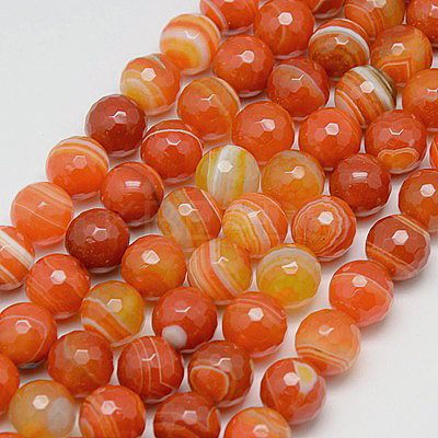 Natural Striped Agate/Banded Agate Beads Strands X-G-G581-6mm-10-1