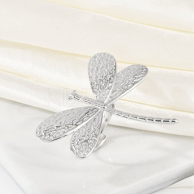 Anti-Tarnish 304 Stainless Steel Dragonfly Open Cuff Rings RJEW-M047-07P-1